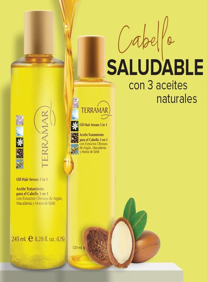 Terramar 3-in-1 Hair Oil with Argan, Macadamia, and Monoi Extracts, Smoothing and Hydrating Serum (Small - 3.31 Fl Oz) - Image 2
